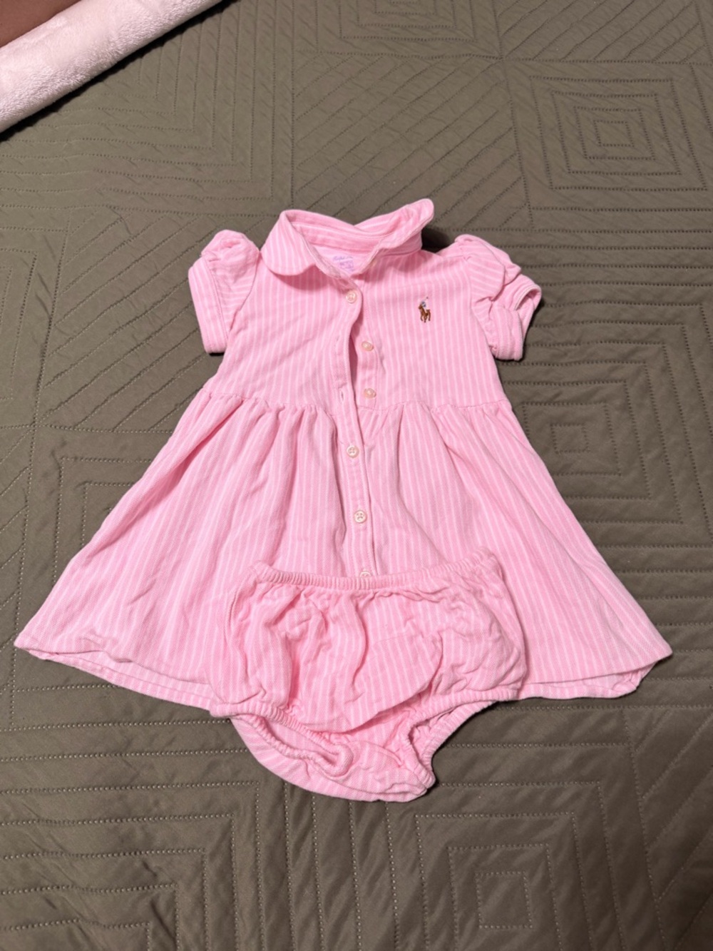 Ralph Lauren Pink Heathered Polo Baby Dress